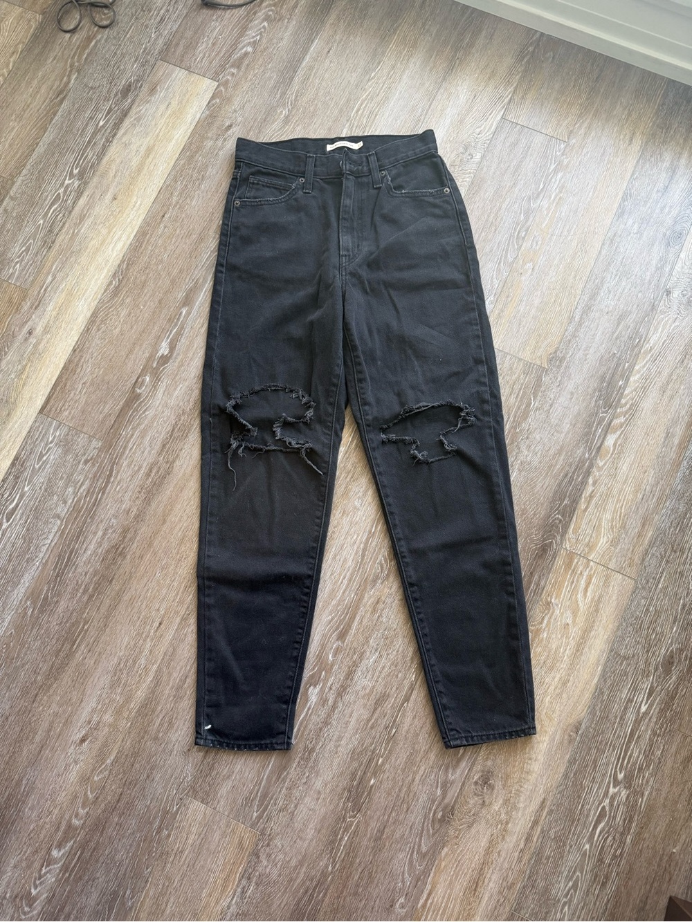 Levi's Black Distressed Mom Jeans